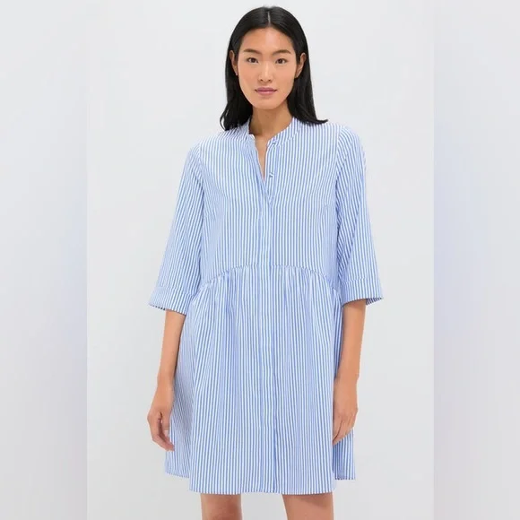 TUCKERNUCK Blue Stripe Royal Shirt Dress | Size L - Picture 1 of 4
